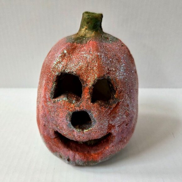 Teena Flanner Jack O Lantern Halloween Pumpkin Figure Primitive Glitter MCF - Picture 2 of 9